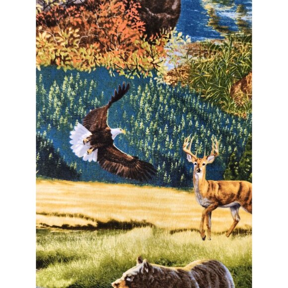Bringing Nature Home Scenic Wildlife Fabric Panel Wolves Bears Foxes Moose - Picture 3 of 14